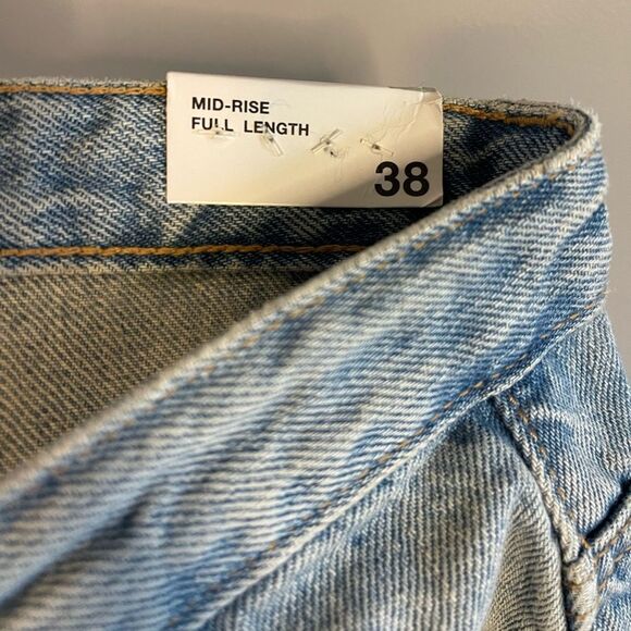 ZARA Wide Leg Full Length Shifted Jean Distressed Denim | SZ 6 - Picture 6 of 8